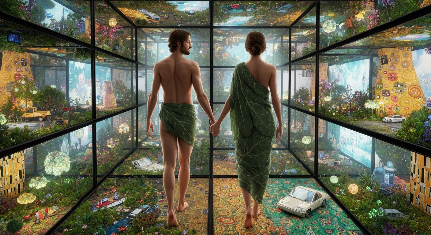 First Couple in Mirror Labyrinth with Miniature Ecosystems