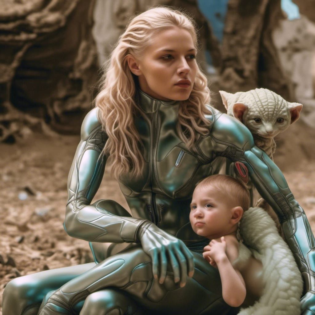 Hyperrealistic Aliens and Pets in English Garden