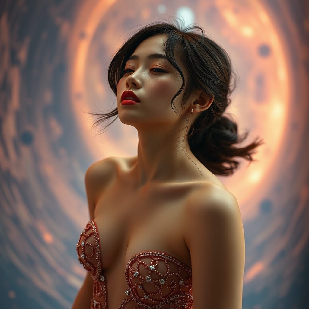 Surreal Figure Walking in Space, Digital Art