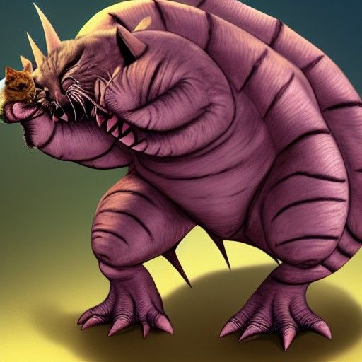 Tarrasque with Kitten: A Fantasy Scene