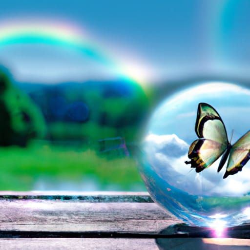 Glass Globe with Butterfly in Gurney Style