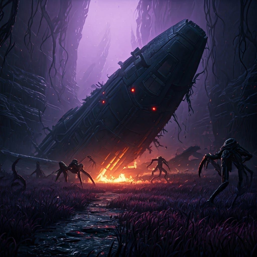 Eerie Alien Landscape on Proxima B, Darkness and Despair