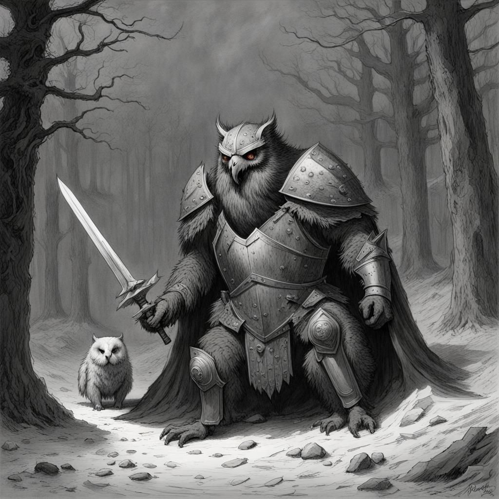 Owlbear Feast: Armored Knight's Demise