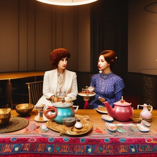 Bronzepunk Tea Party: Hyper-Realistic Cinematic Image