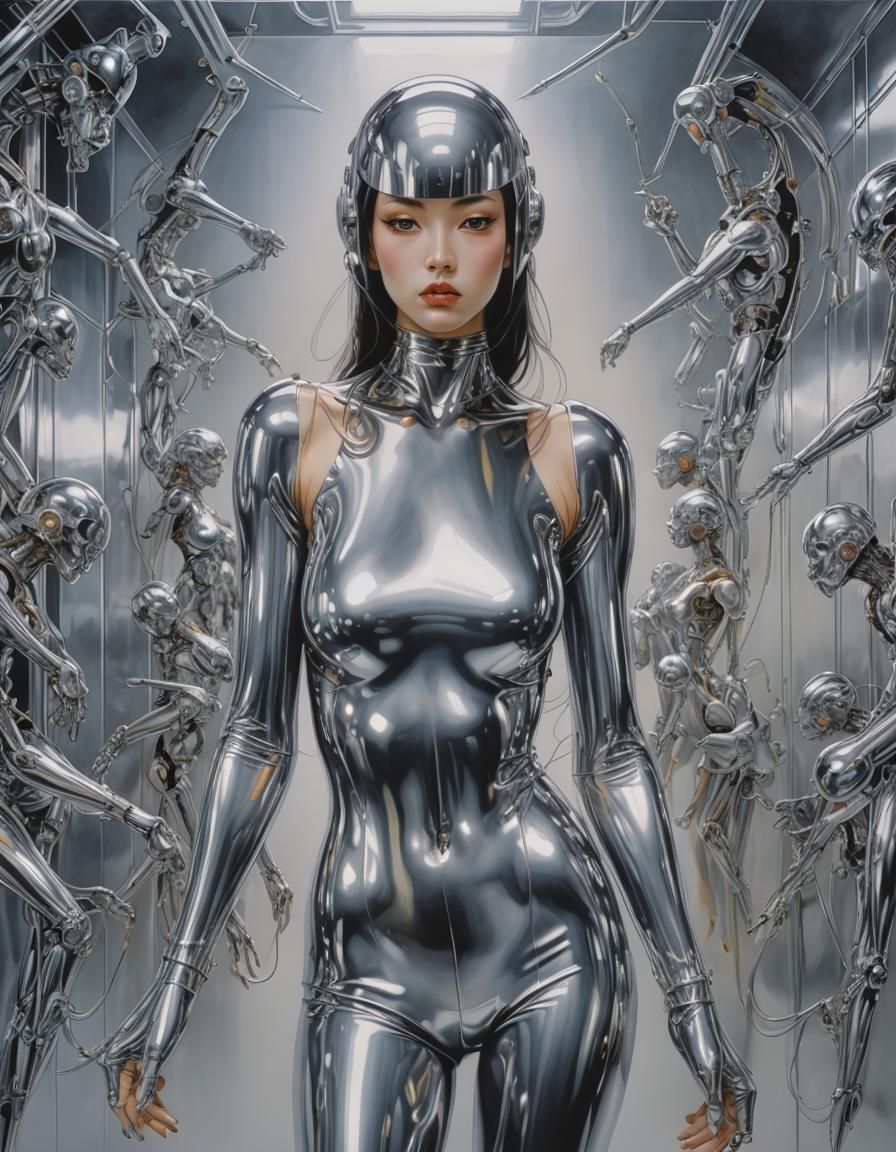 Futuristic Robot Sculpture in Sorayama Style