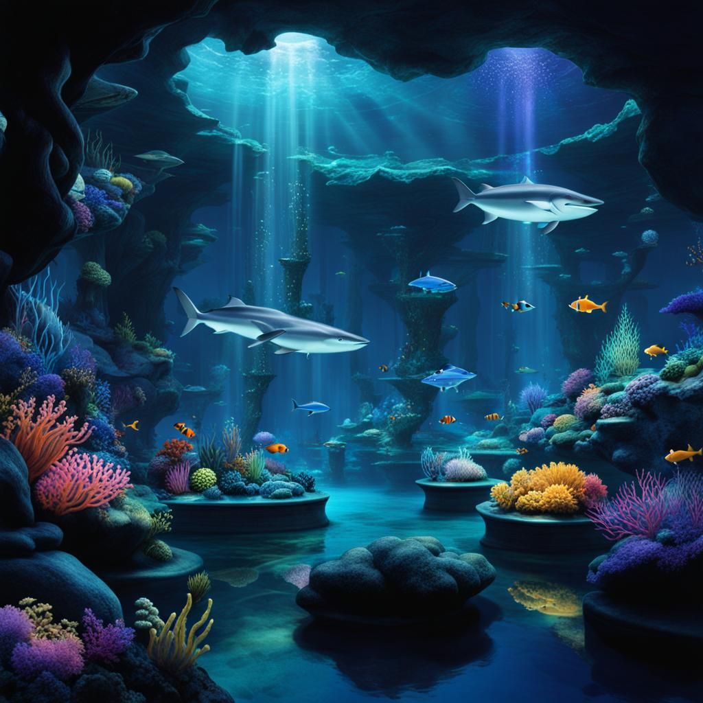 Underwater Fantasy Park: Bioluminescent Deep Sea Adventure