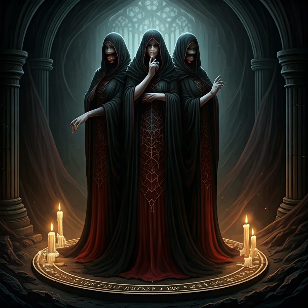 Haunting Dark Elven Priestesses in Gothic Horror Style