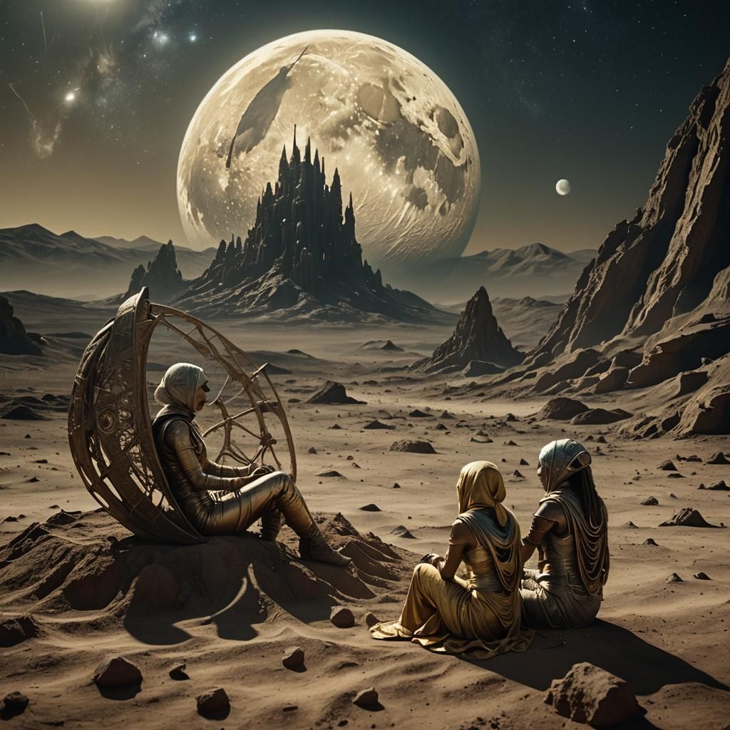 Arachnid Women Weaving on the Moon, Cinematic