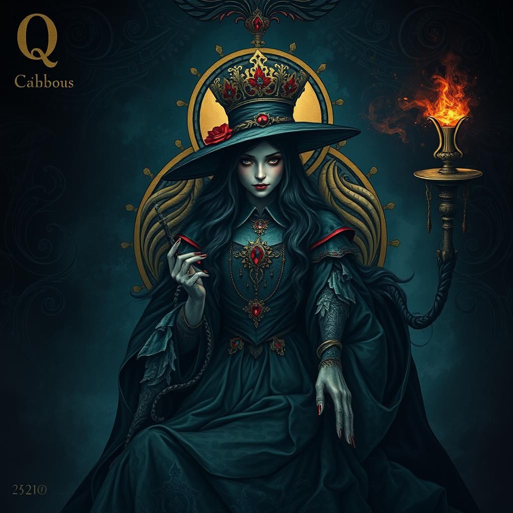 Mystical Witch Queen of Clubs in Dark Fantasy