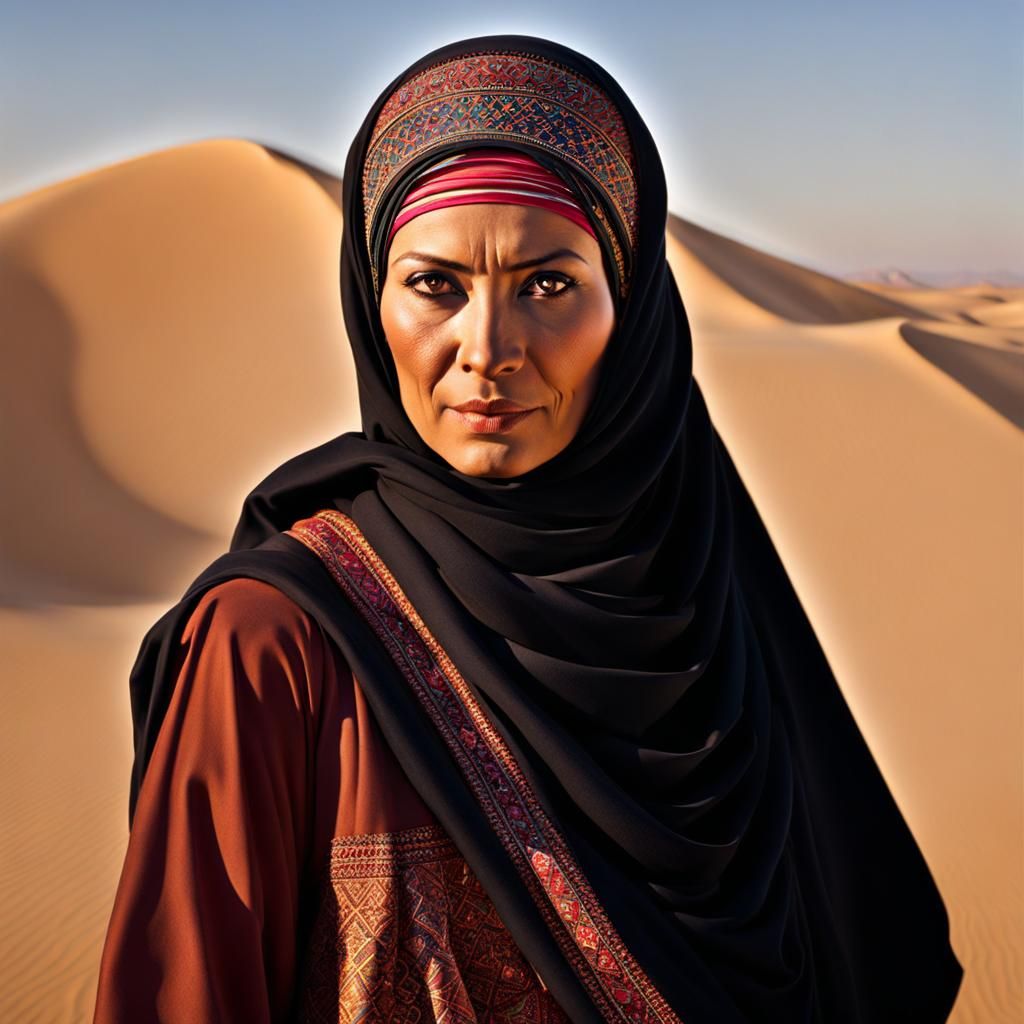 Bald Arabic Woman with Evil Sneer