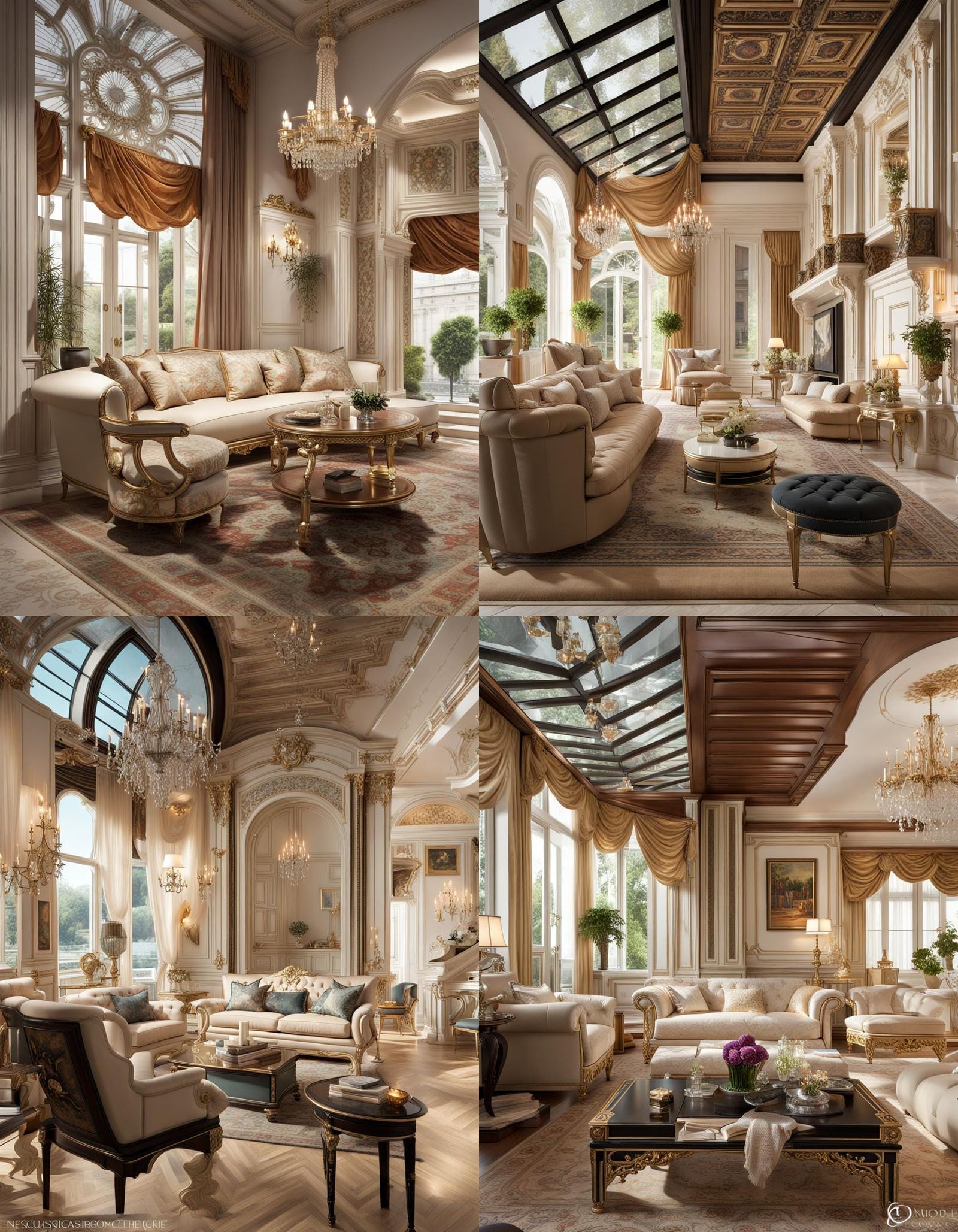 Luxurious Neoclassical Living Room with Terrace
