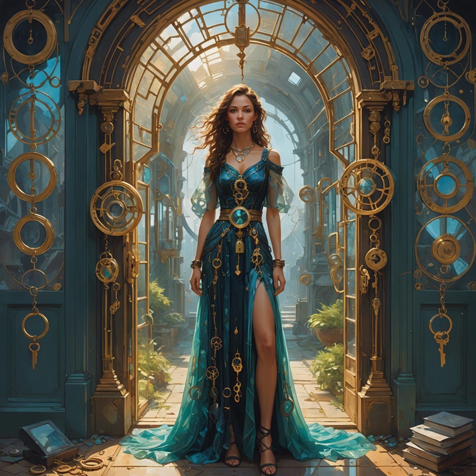 Woman with Keys at the Doorway of Time