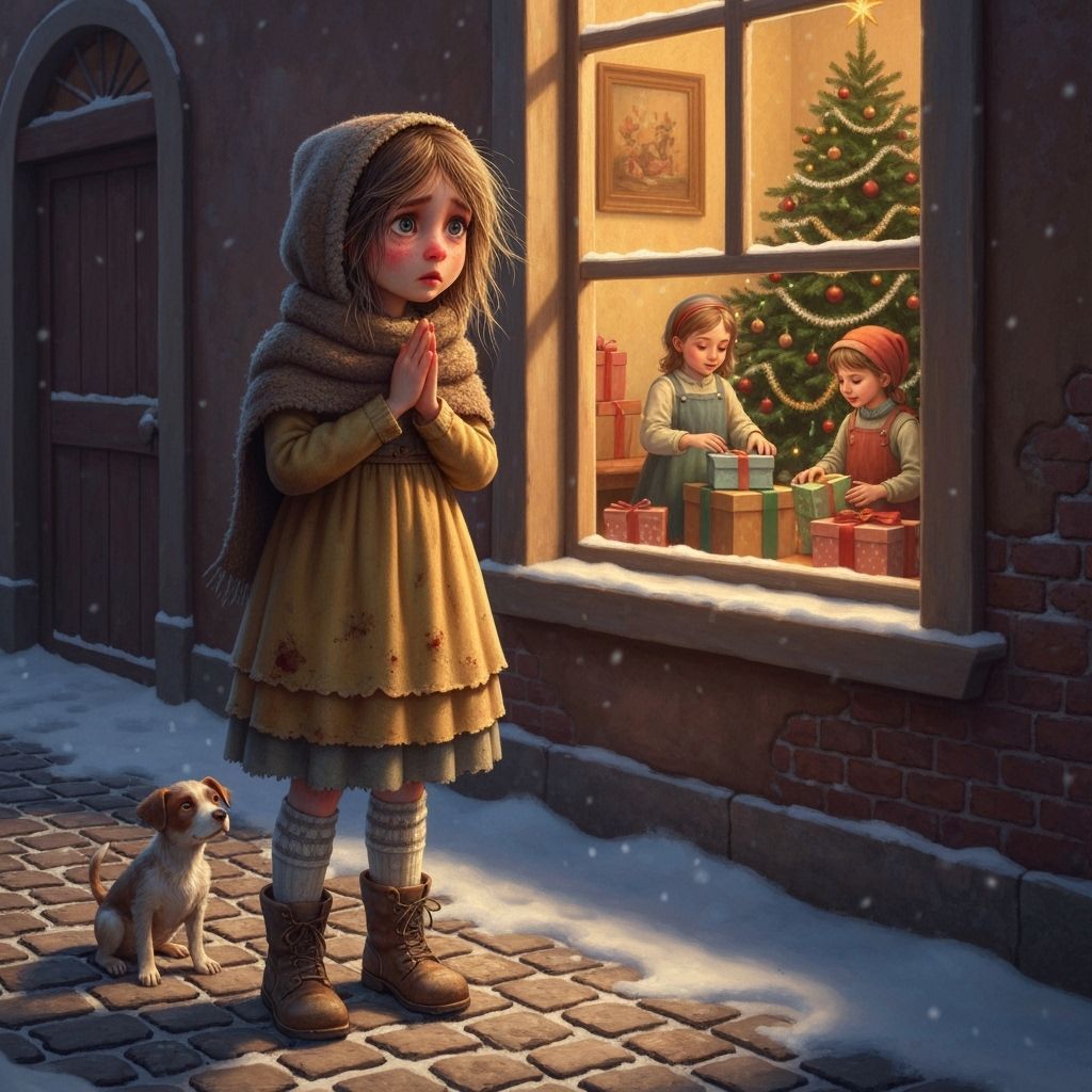 Sad Girl and Puppy Watch Christmas Inside