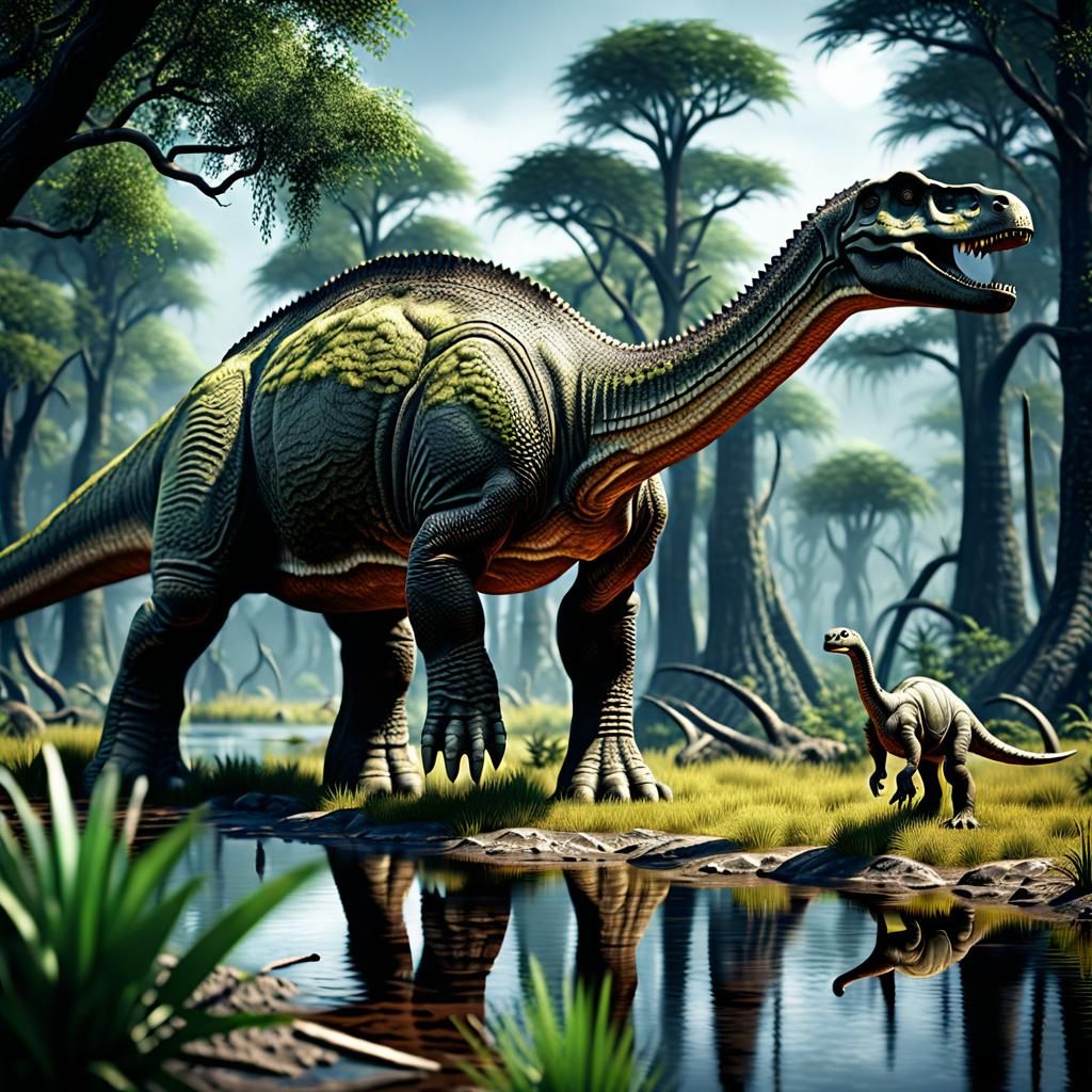Apatosaurus in Prehistoric Swamp: Hyperrealistic 3D Render