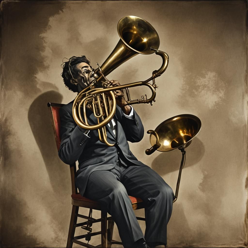 Surreal Baritone Horn with Human Features