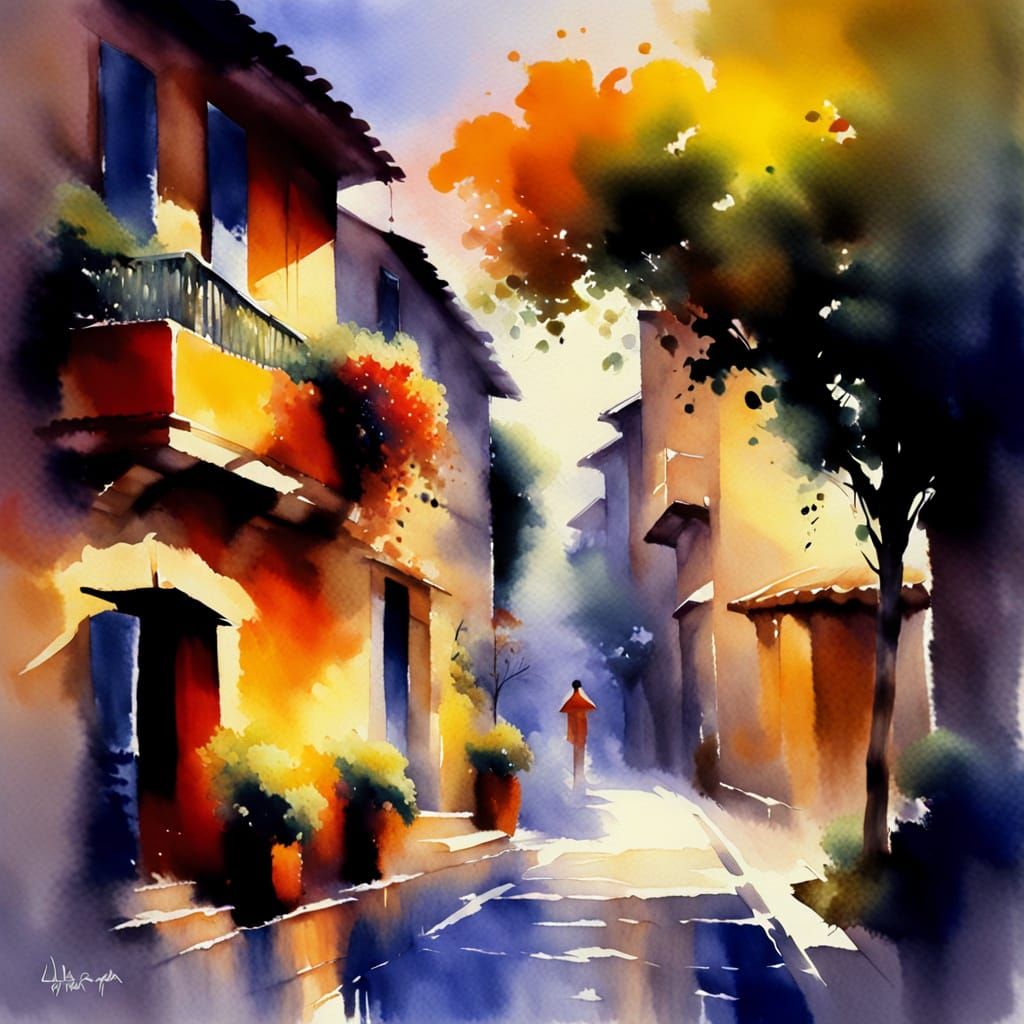 Impressionistic Watercolor Painting with Soft Brushstrokes