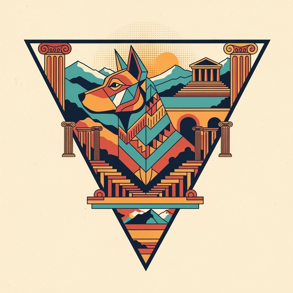 Geometric Dog Poster in Ancient Roman Style