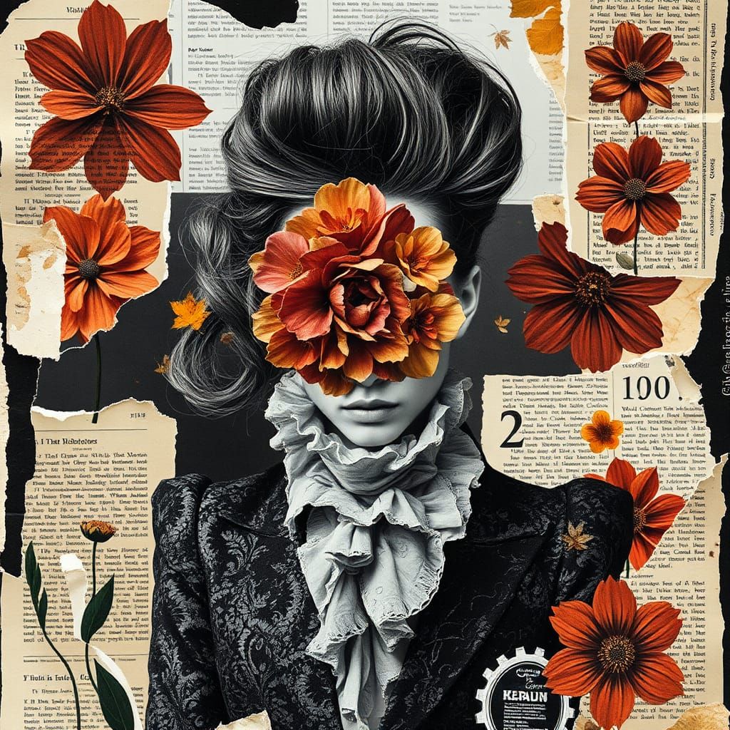 Dadaist Figure in Autumn Photogram Collage