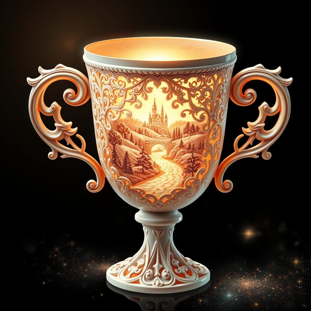 Luminescent Goblet with Tripophobic Pattern in Rococo Style