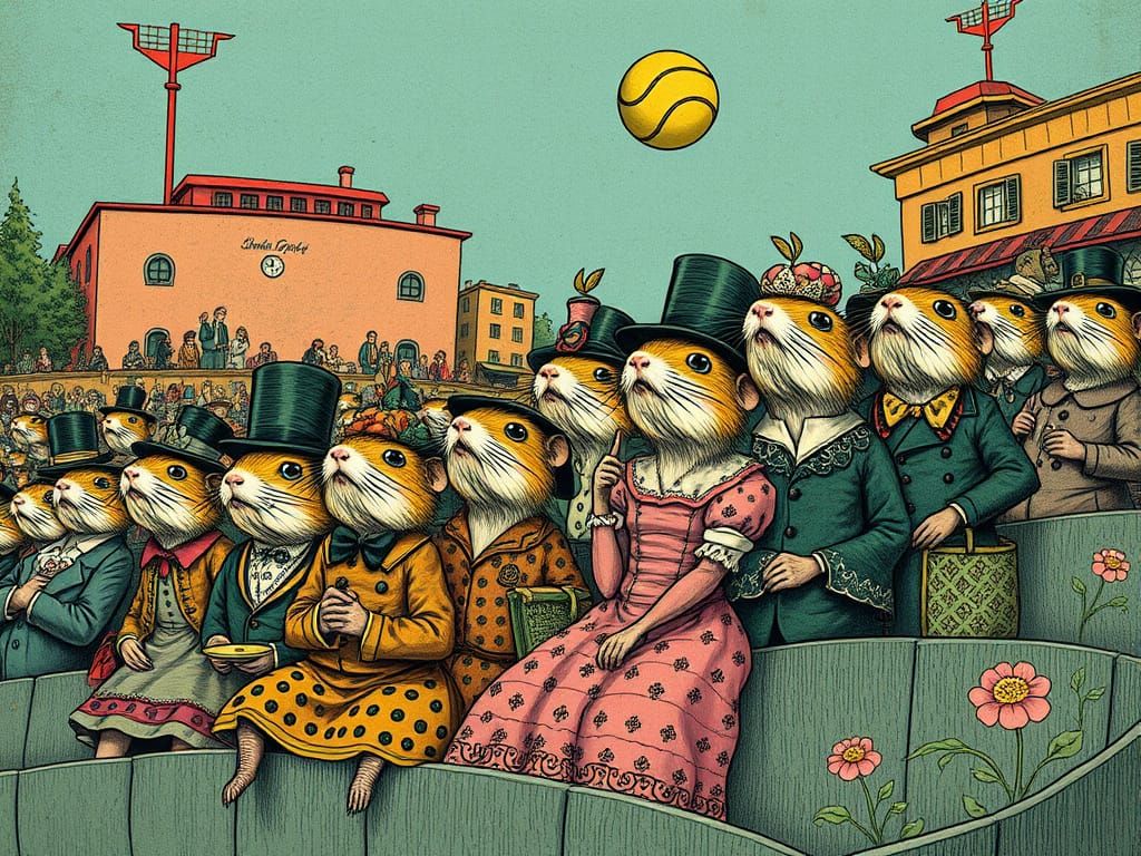 Rodents Watch Tennis in Hundertwasser-Inspired Victorian Sty...