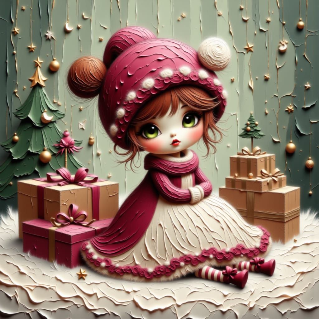 Whimsical Baby Girl in Fuchsia Christmas Dress