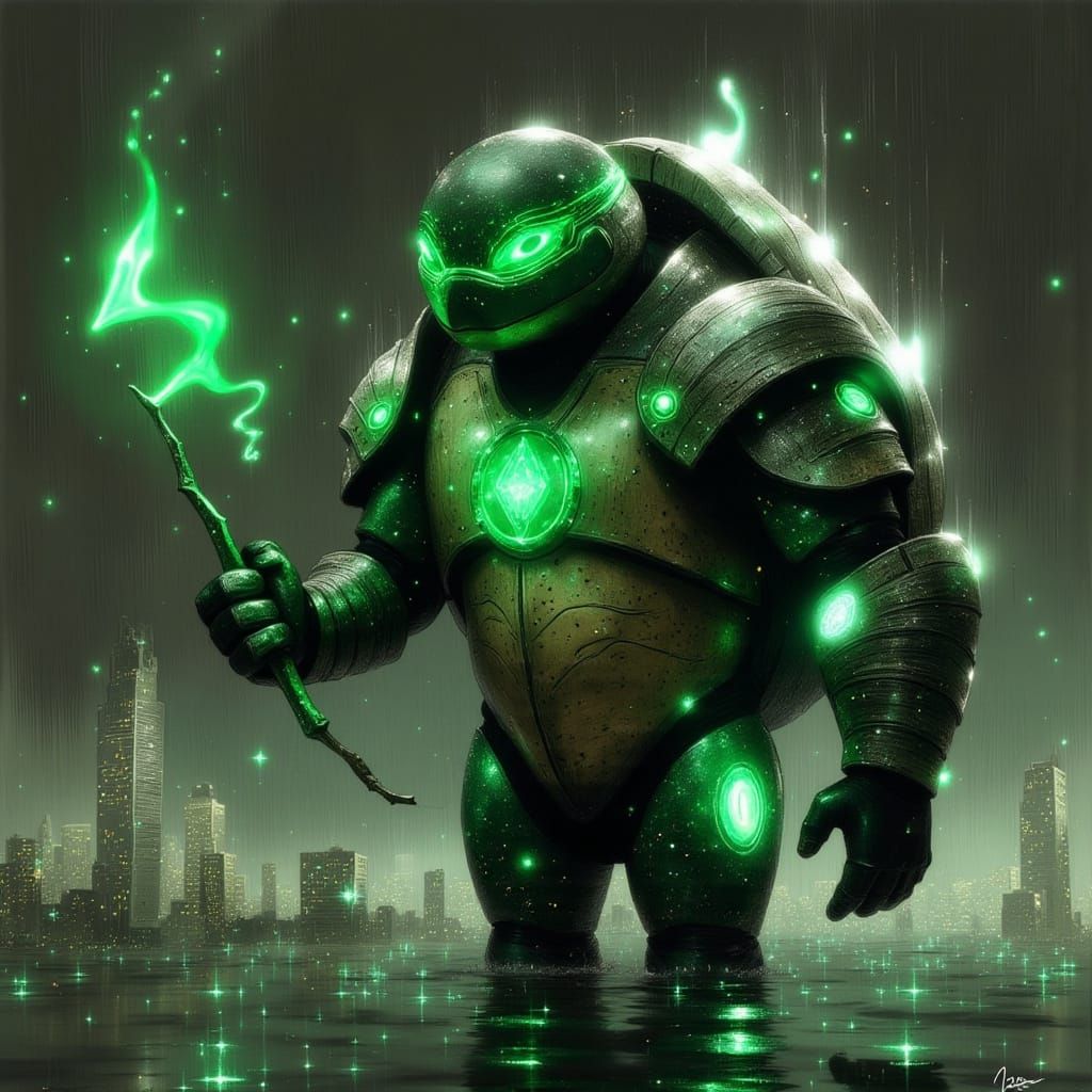 Luminous Turtle Embodied by Green Lantern Energy