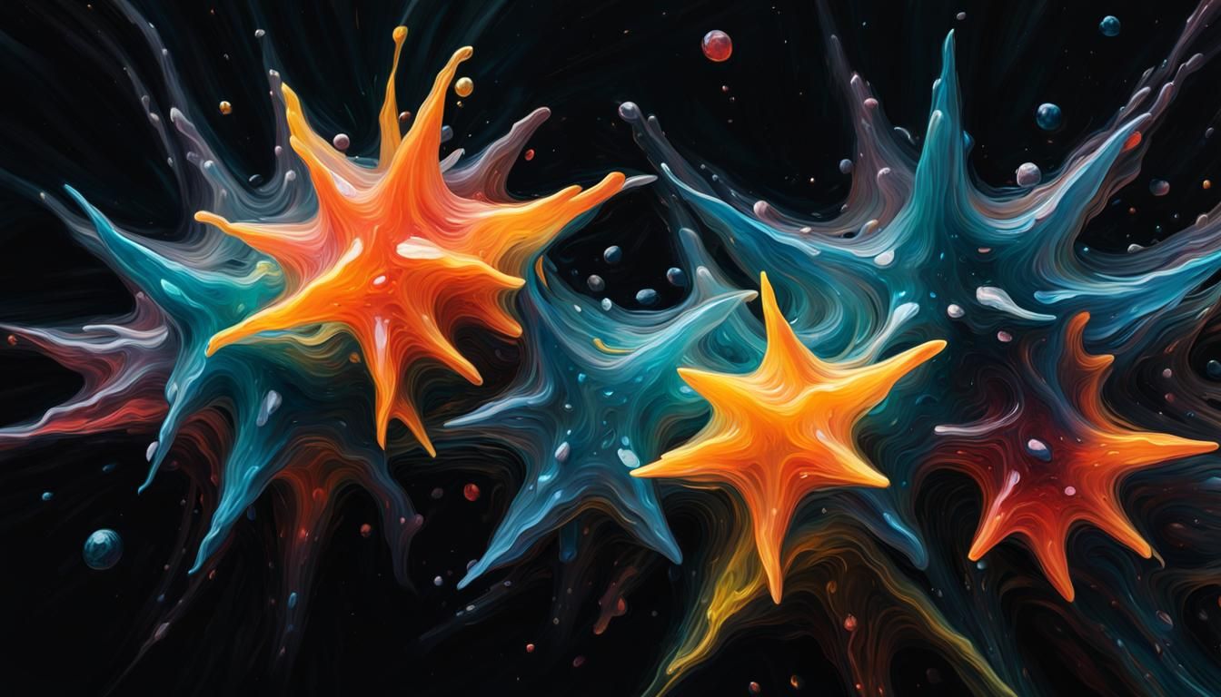 Vivid Impasto Painting of Binary Star Cluster