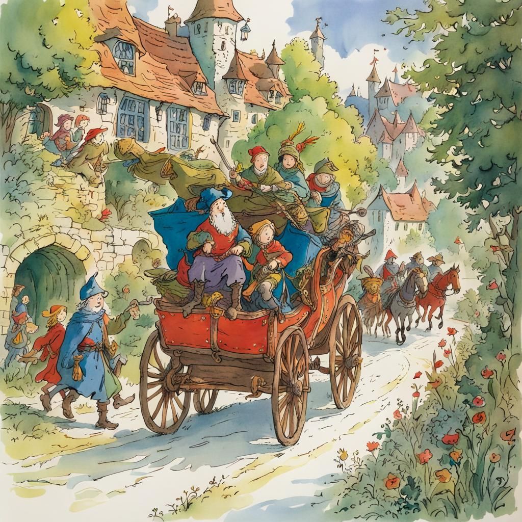 Medieval Adventure in Quentin Blake Style
