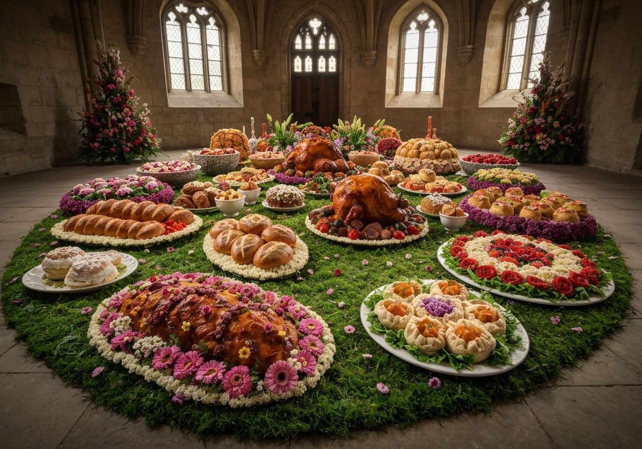 Floral Medieval Banquet in Castle Room