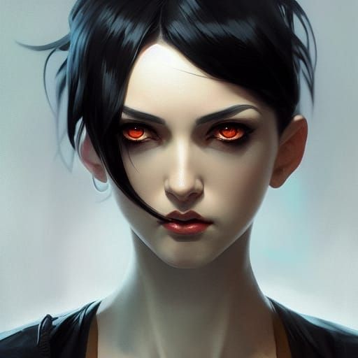 Villainous Girl Portrait in Hyperdetailed Style