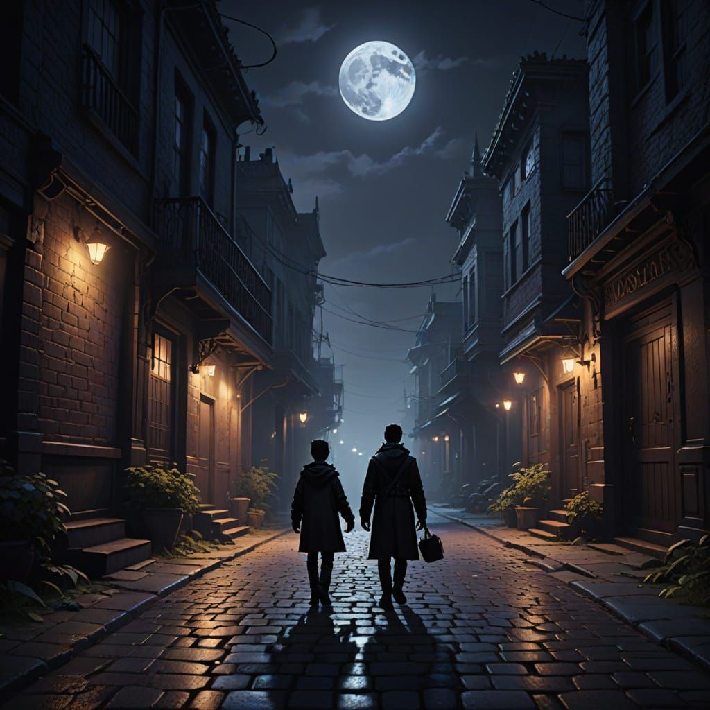 Ominous Night Walk: Dark Fantasy Concept Art