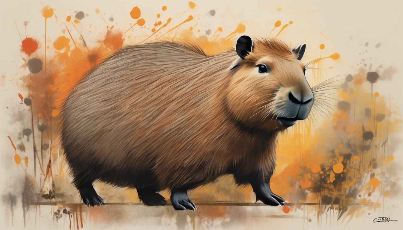 Capybaras Dancing in Meadow Street Art
