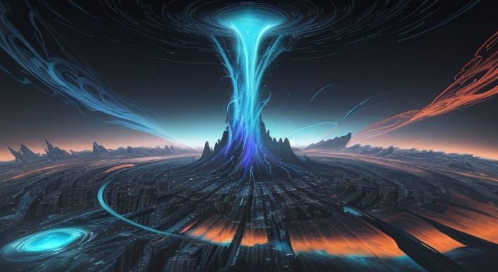 Cyberpunk Wormhole in Frenzied Disarray