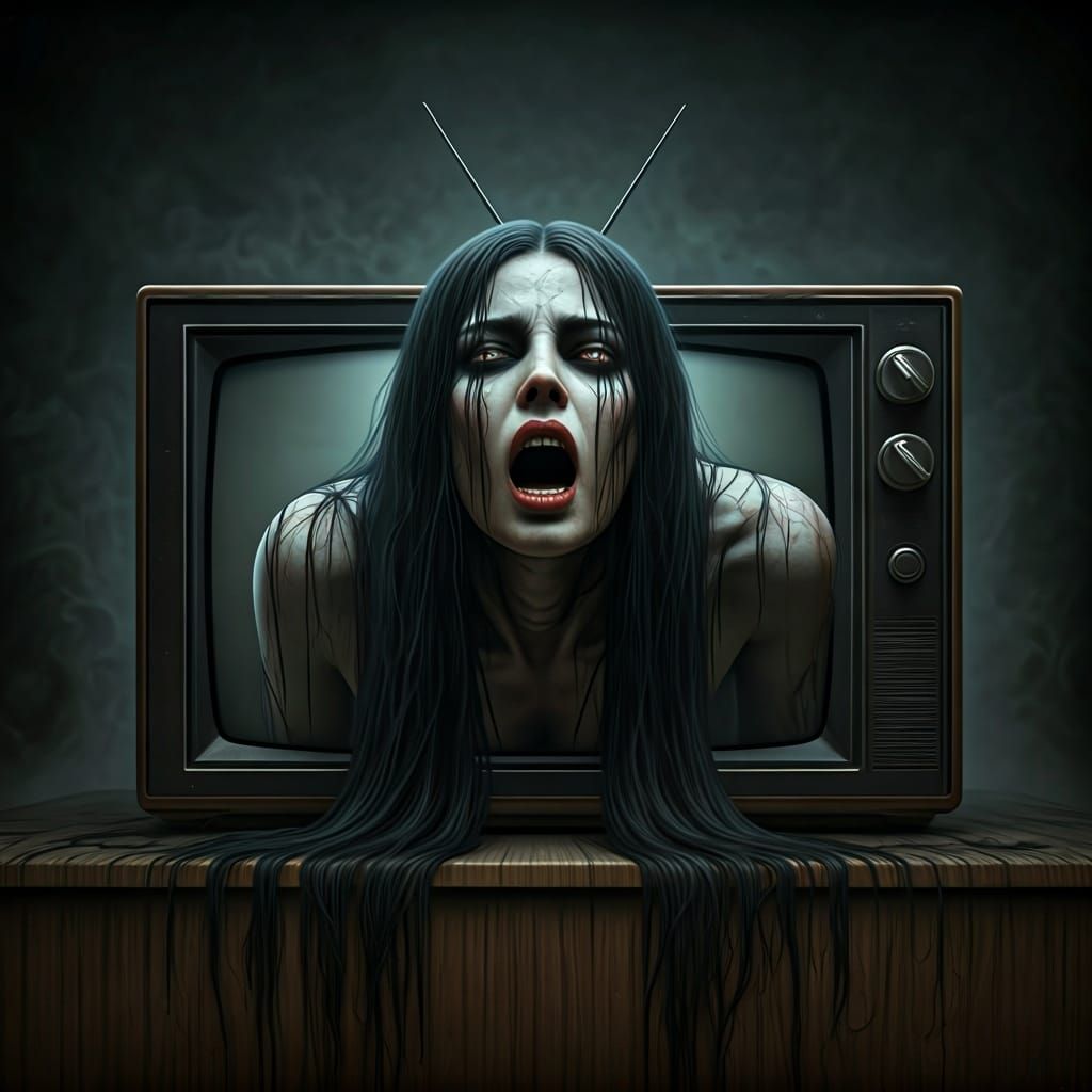 Nightmarish Demon Emerges From Television Screen