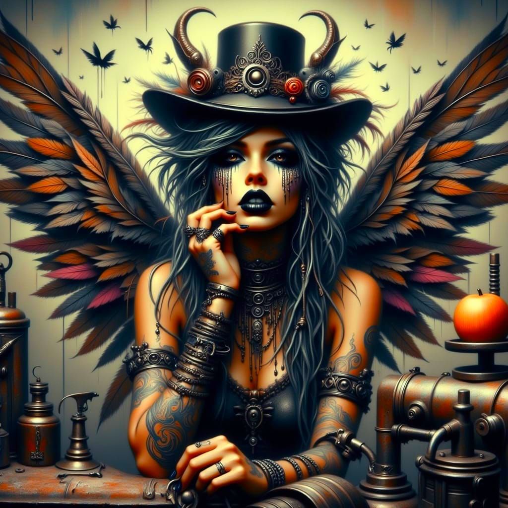 Gritty Fairy Mechanic Tinkers with Rusted Truck