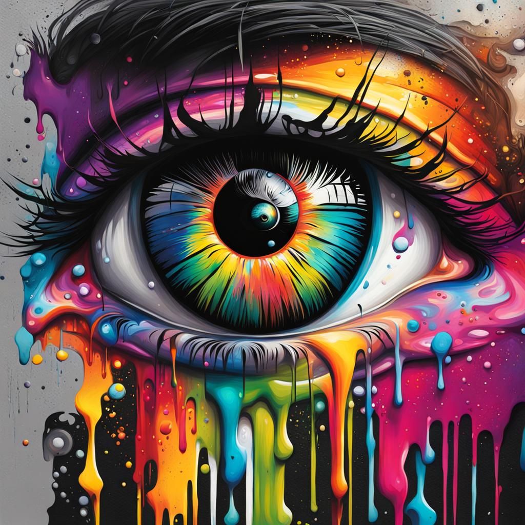 Colorful Detailed Eye in Graffiti Street Art Style