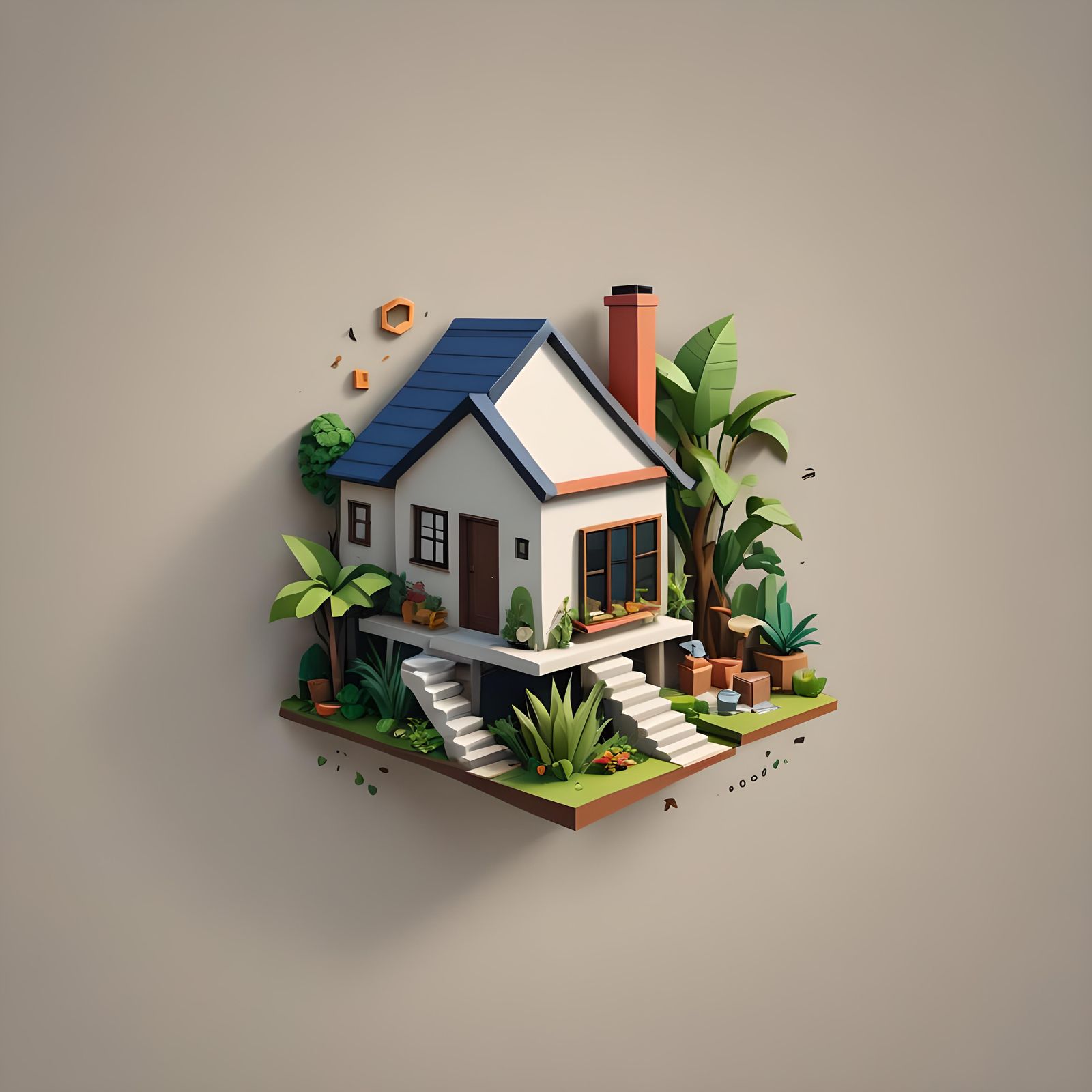 Minimalist House Logo in 3D Game Style