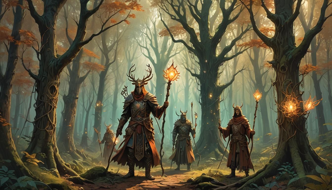 Mystical Forest Guardians in Ancient Woodland