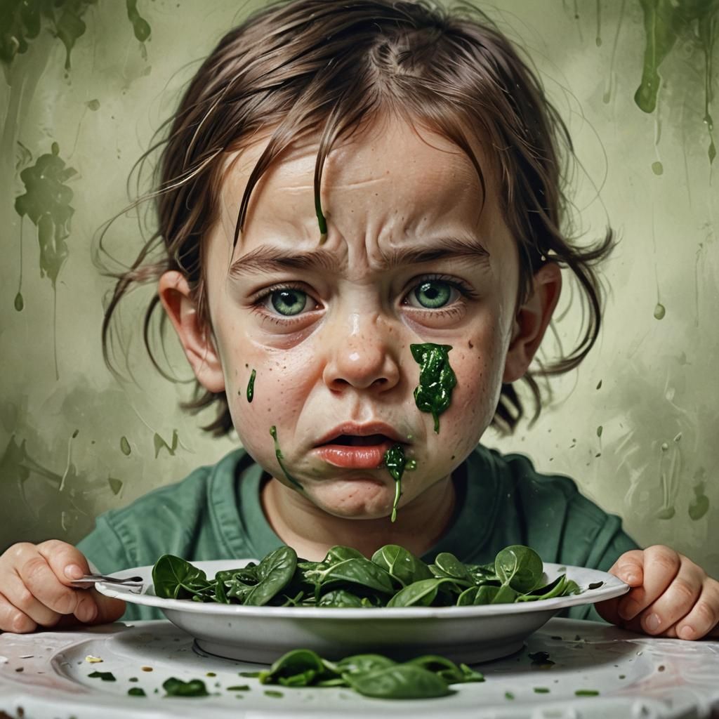 Child's Disgust: A Portrait in Oil Painting Style
