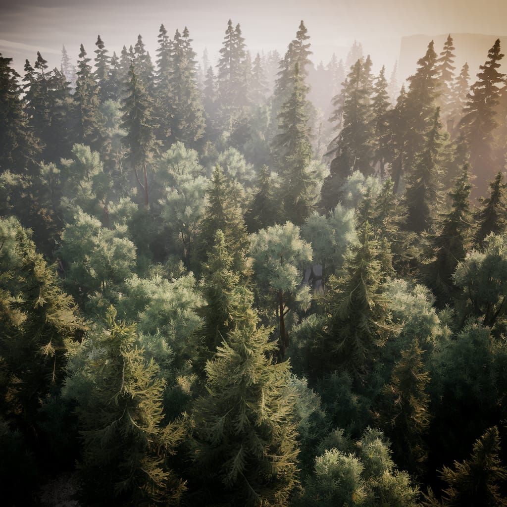 Aerial Forest: Detailed Matte Painting in Deep Color