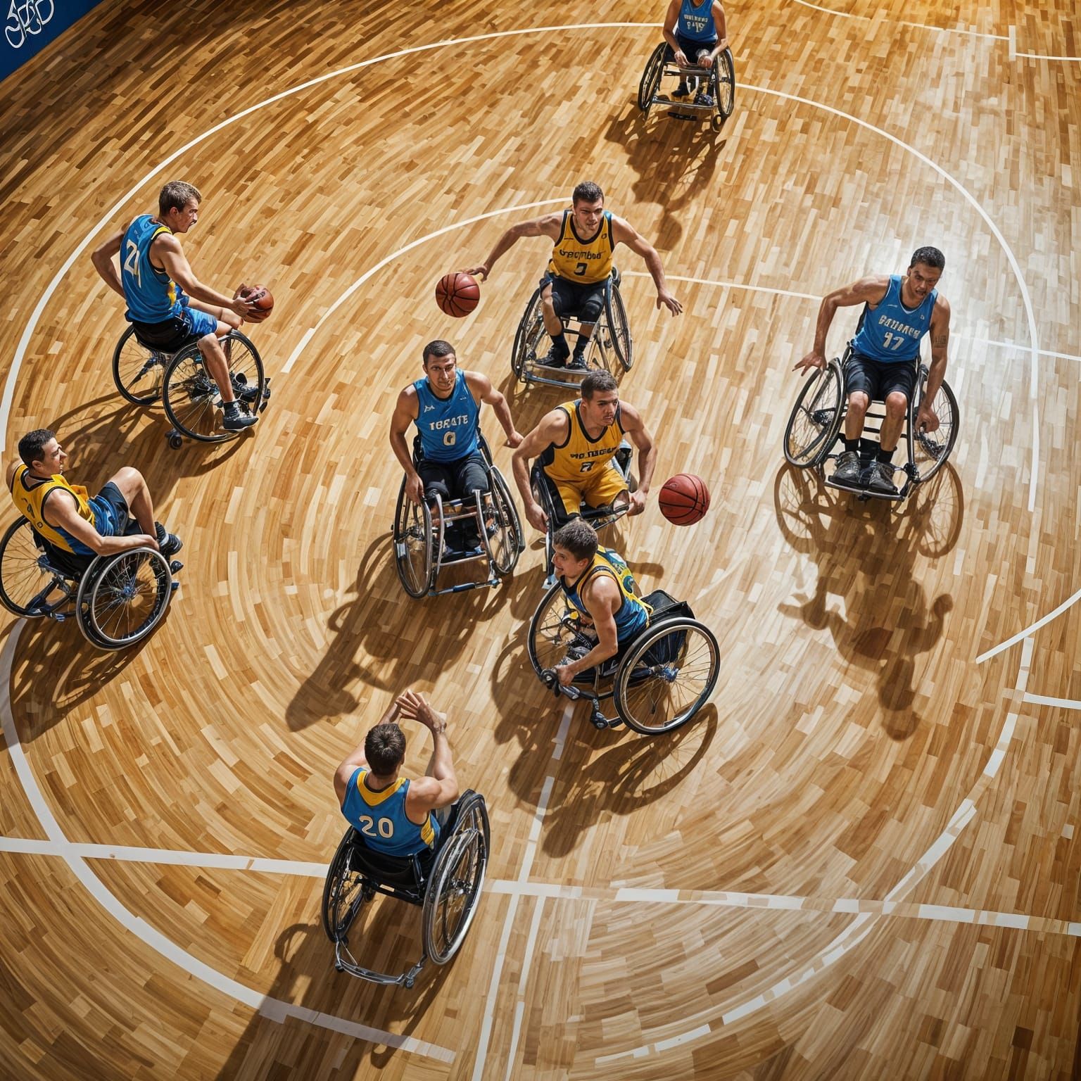 Wheelchair Basketball Para-Athletes in Action