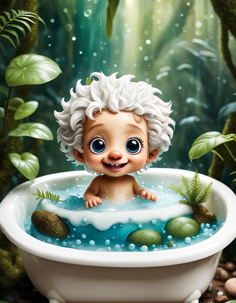 Chibi Einstein Bathtime in Rainforest, Schlieren Photography