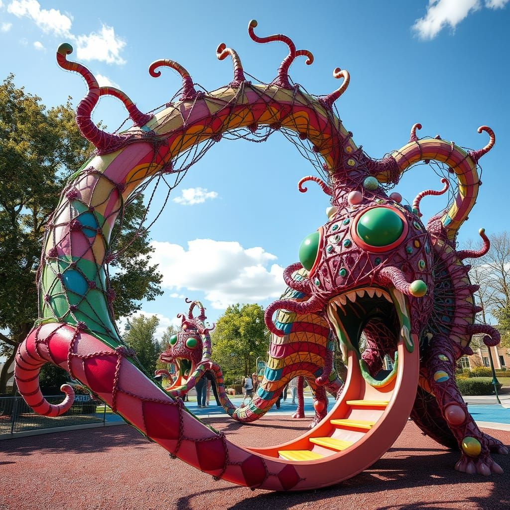 Alien Tendrils Enveloping Playground Equipment
