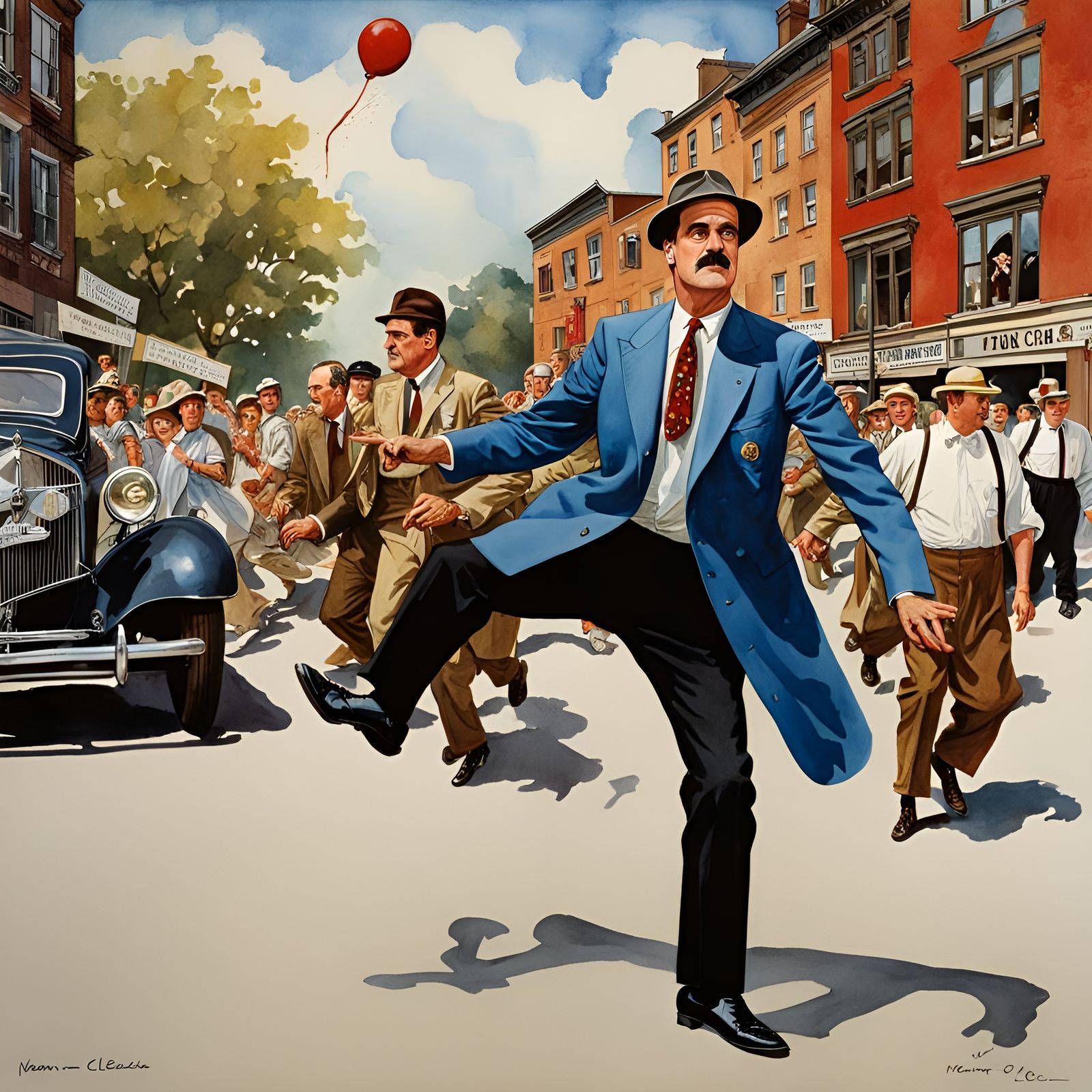 John Cleese Silly Walks in Storybook Style