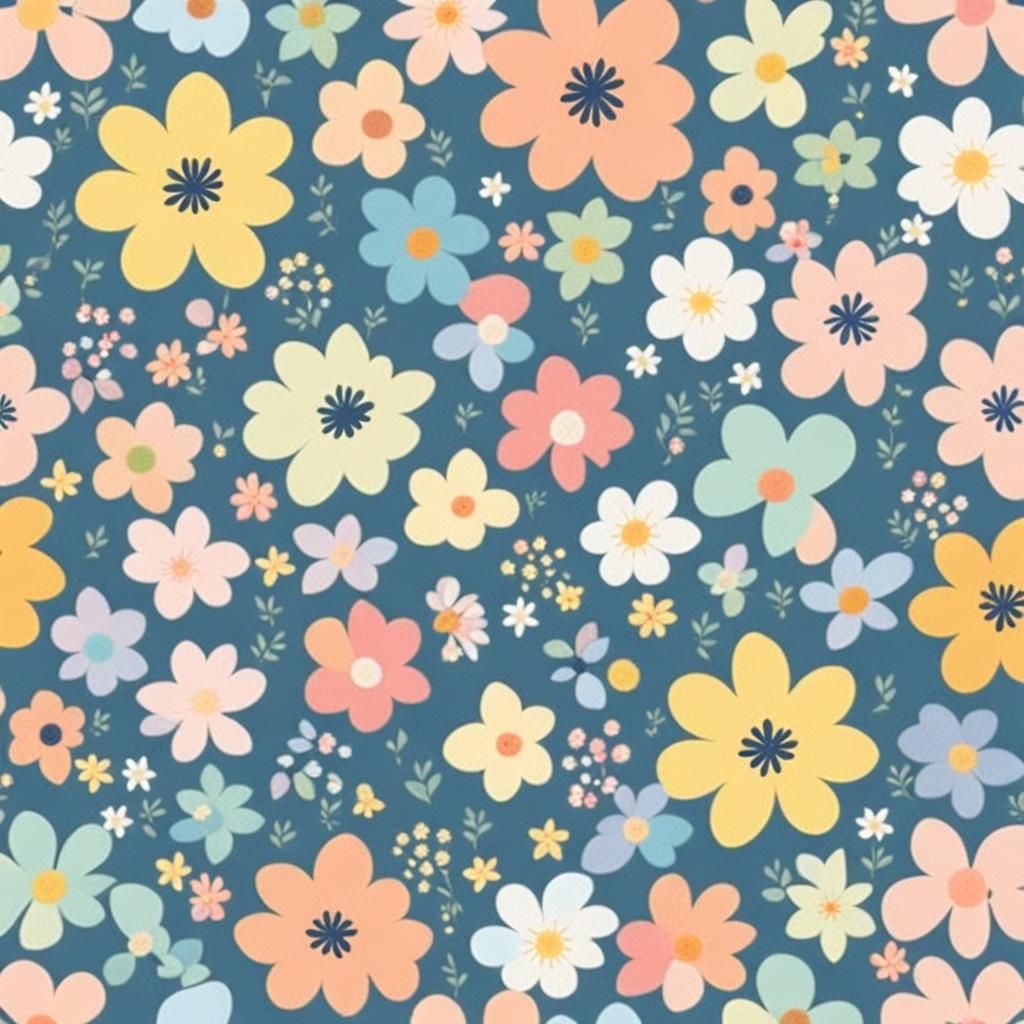 Seamless Ditzy Floral Pattern in Pastel Colors