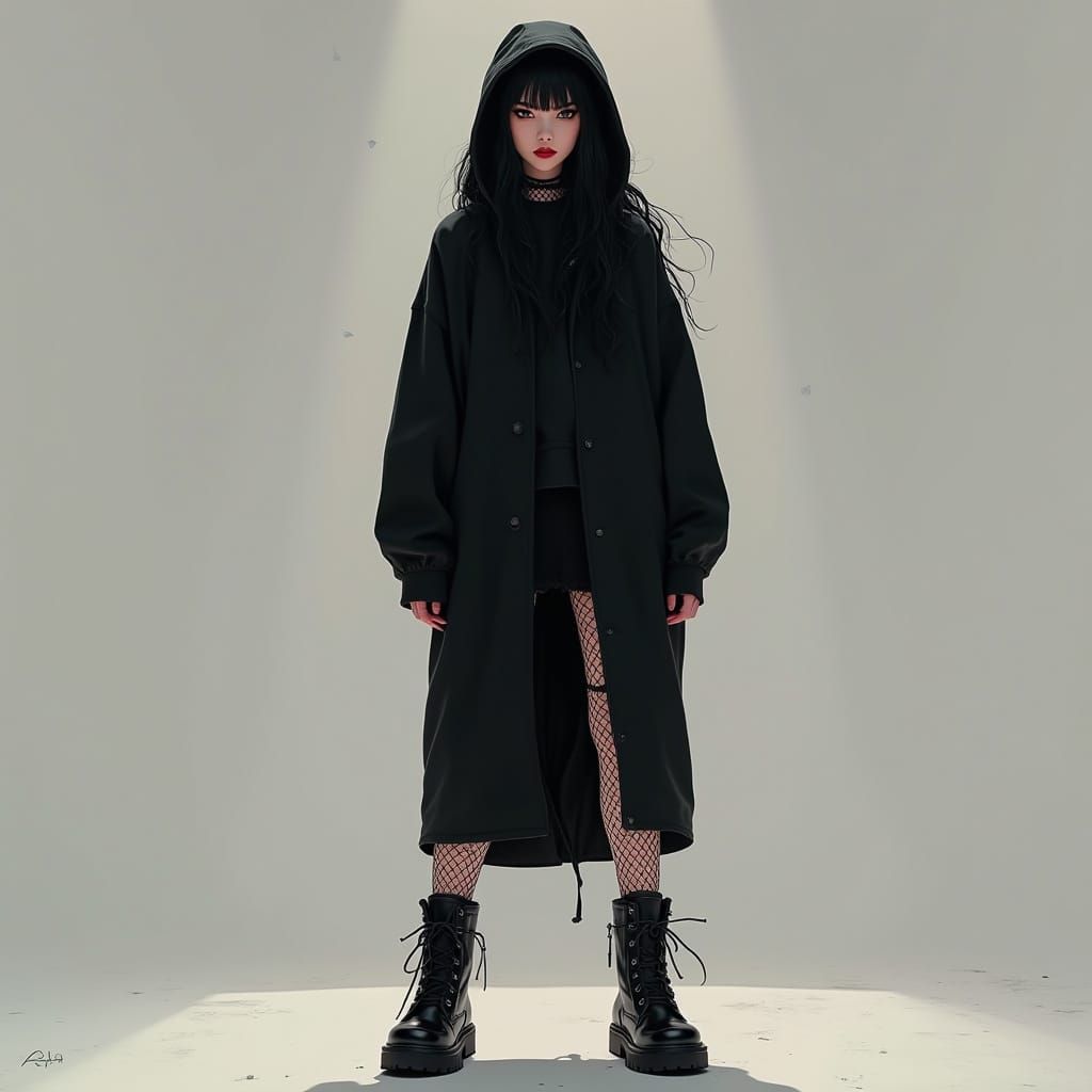 Non-Binary Goth in Dark Pop Art Style