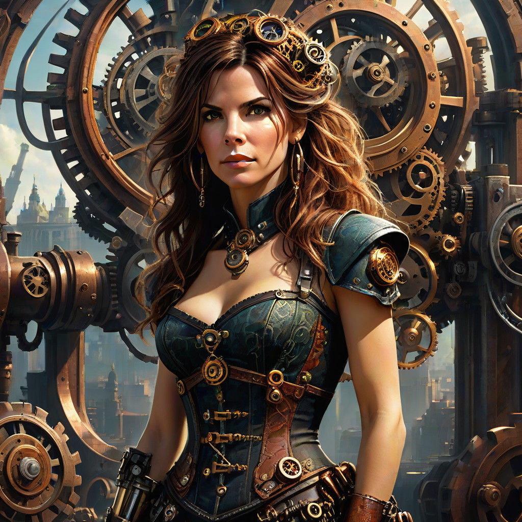 Steampunked Sandra in Vibrant Industrial Elegance