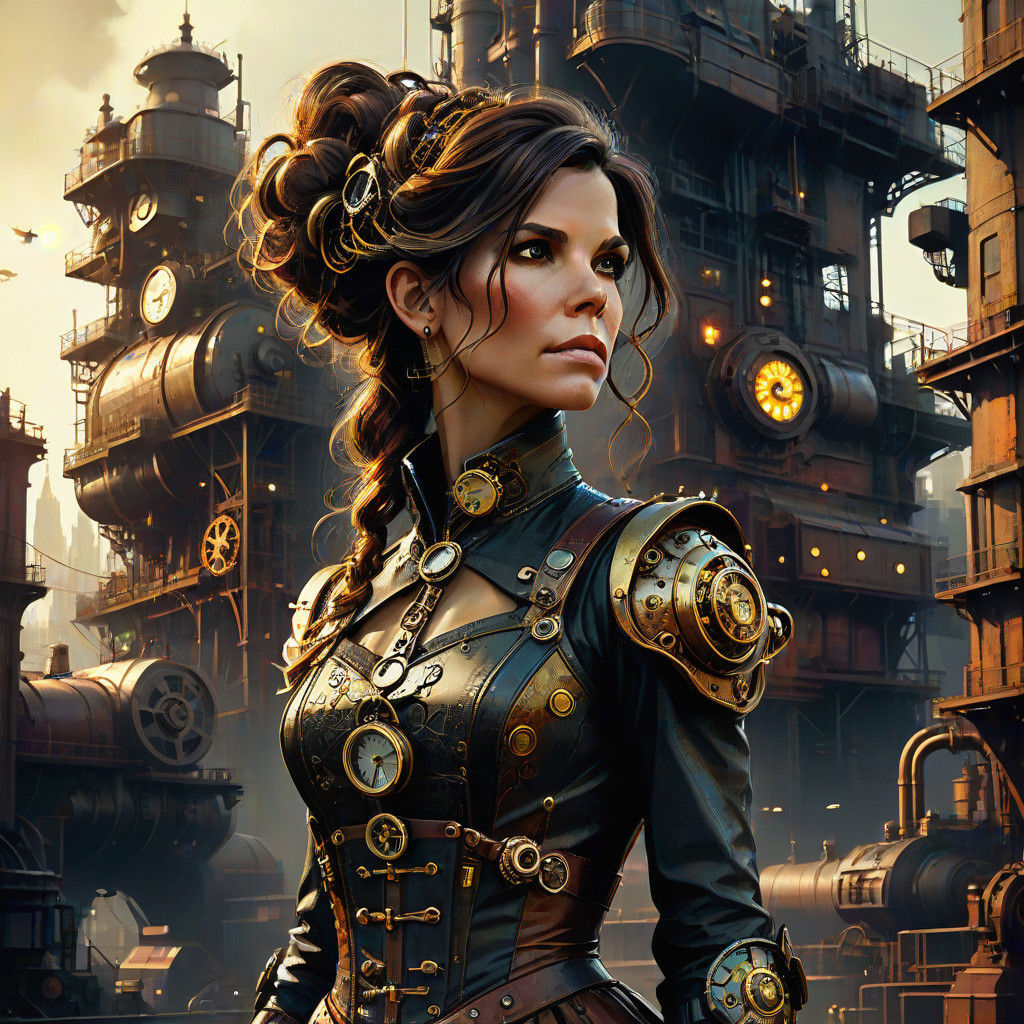 Surreal Steampunk Vision of Sandra Bullock