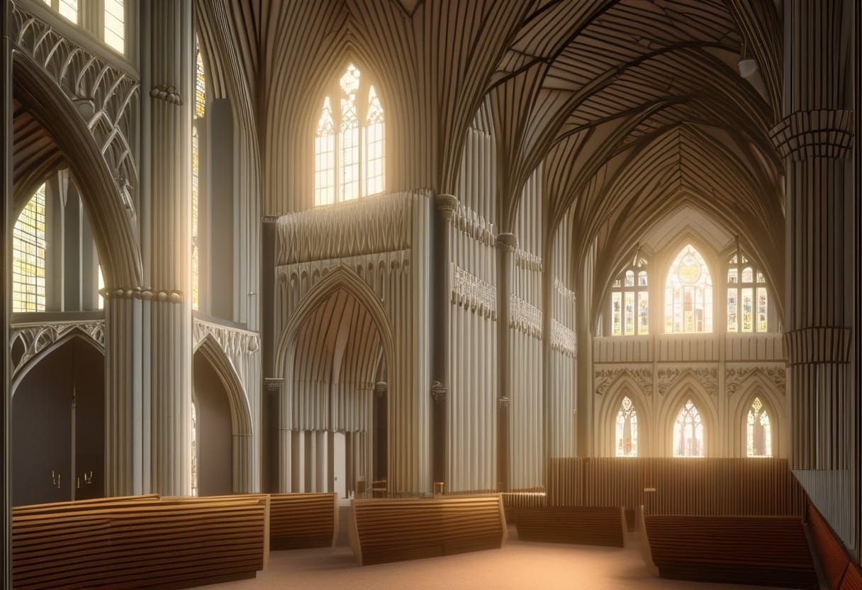 Neo Gothic Church Interior in Oss, Netherlands