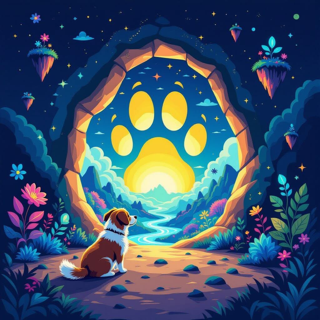 Dog Paw Print Portal to Another Dimension